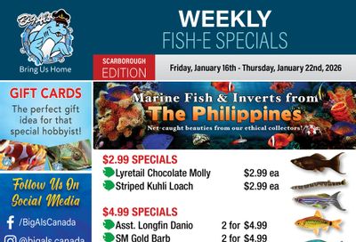 Big Al's (Scarborough) Weekly Specials January 16 to 22