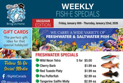 Big Al's (Vaughan) Weekly Specials January 16 to 22