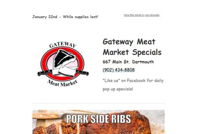 Gateway Meat Market Flyer January 22 to 28