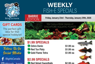 Big Al's (Barrie) Weekly Specials January 23 to 29