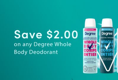 WebSaver Canada Coupons: Save $2 on Degree Whole Body Deodorant