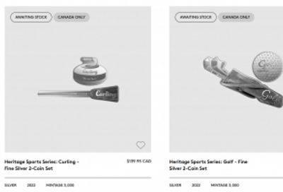 Royal Canadian Mint Heritage Sports Series: Golf Fine Silver 2-Coin Set for $139.95 + More