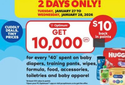 Real Canadian Superstore Ontario: Get 10,000 PC Optimum Points When You Spend $40 on Baby Items January 27th & 28th