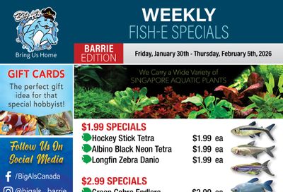Big Al's (Barrie) Weekly Specials January 30 to February 5