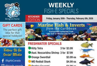 Big Al's (Kitchener) Weekly Specials January 30 to February 5