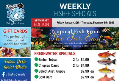 Big Al's (Newmarket) Weekly Specials January 30 to February 5