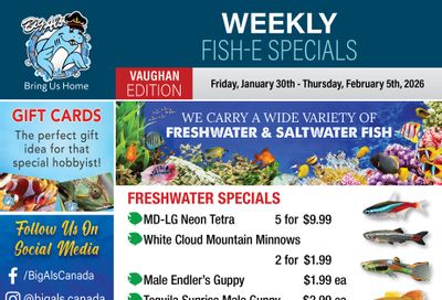 Big Al's (Vaughan) Weekly Specials January 30 to February 5