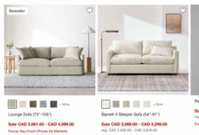 Crate & Barrel Canada Family Day Event: Save up to 60% off + More