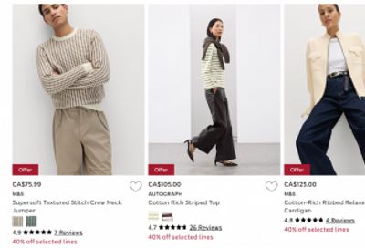 Marks And Spencer Canada: Up to 40% off Selected Lines