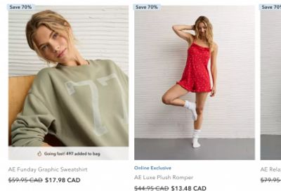 American Eagle & Aerie Canada: 30-50% Off Everything + Last Chance Clearance up to 70% off