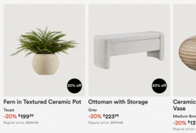 Bouclair Canada Spring Break Sale: Save 20% off Everything + Sale up to 60% off