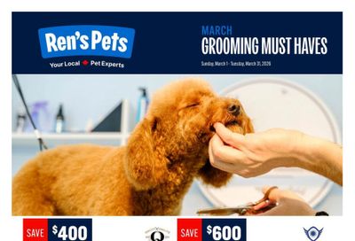 Ren's Pets Pet Professional Monthly Flyer March 1 to 31