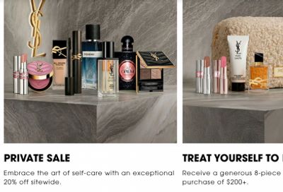 Yves Saint Laurent YSL Canada: 20% off Sitewide + Free Gift When You Spend $200