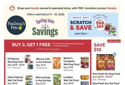 Paulmac's Pets Flyer March 5 to 18