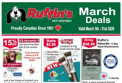 Ruffin's Pet Centre Flyer March 5 to 31