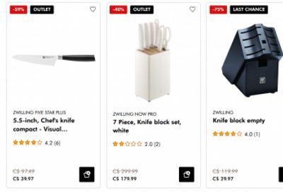 Zwilling Canada: Factory Direct Sale up to 83% off + More