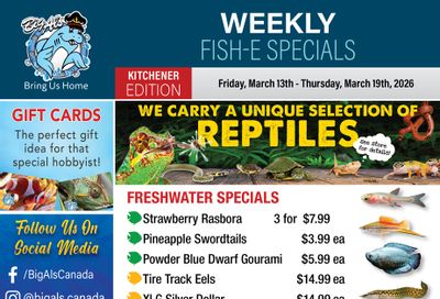 Big Al's (Kitchener) Weekly Specials March 13 to 19