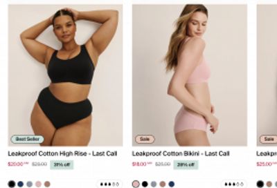 Knix Canada Sales + Offers + Last Call Clearance: Save up to 60% Off Underwear, Bras & Loungewear + More
