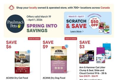 Paulmac's Pets Flyer March 19 to April 1