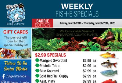 Big Al's (Barrie) Weekly Specials March 20 to 26