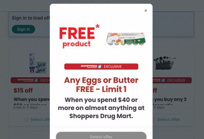 Shoppers Drug Mart Canada Loadable Offers: Free Eggs When You Spend $40 + More