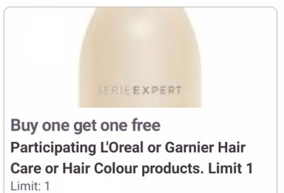 Shoppers Drug Mart Canada Offers: Buy One Get One Free L’Oreal or Garnier Hair Care