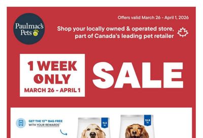 Paulmac's Pets Flyer March 26 to April 1
