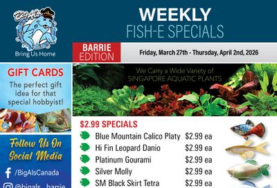 Big Al's (Barrie) Weekly Specials March 27 to April 2