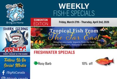 Big Al's (Edmonton) Weekly Specials March 27 to April 2