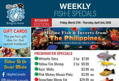 Big Al's (Kitchener) Weekly Specials March 27 to April 2