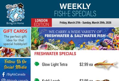 Big Al's (London) Weekend Specials March 27 to 29