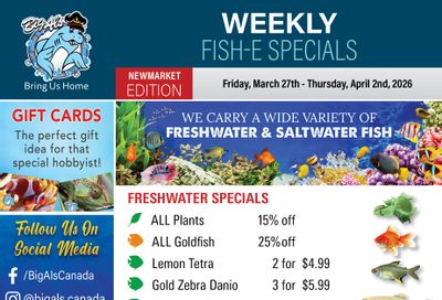 Big Al's (Newmarket) Weekly Specials March 27 to April 2