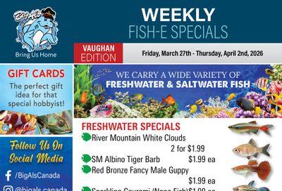 Big Al's (Vaughan) Weekly Specials March 27 to April 2