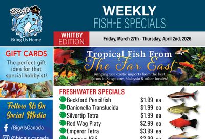 Big Al's (Whitby) Weekly Specials March 27 to April 2