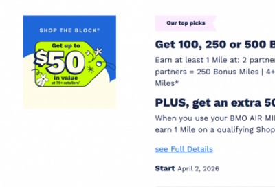 Air Miles Canada Shop The Block: Get up to 550 Bonus Miles April 2nd – 9th