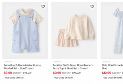 Carter’s OshKosh B’gosh Canada: up to 79% off Easter Styles + Flash Sale up to 60% off + Extra 10% off When You Spend $100