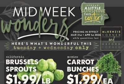 The Root Cellar Mid-Week Flyer March 31 and April 1