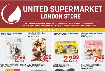 United Supermarket (London) Flyer April 3 to 9