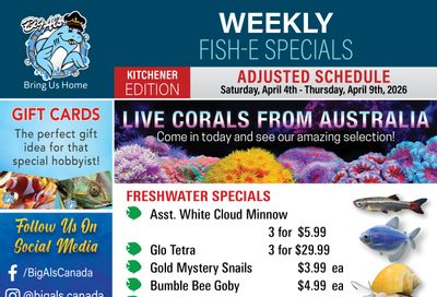 Big Al's (Kitchener) Weekly Specials April 4 to 9