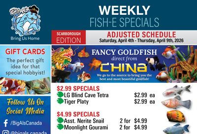 Big Al's (Scarborough) Weekly Specials April 4 to 9