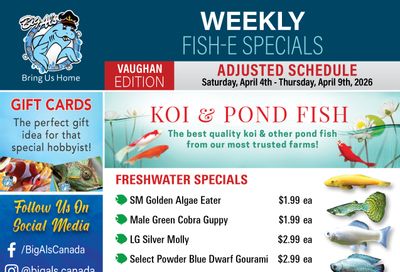 Big Al's (Vaughan) Weekly Specials April 4 to 9