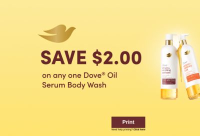 WebSaver Canada Coupons: Save $2 on any one Dove Oil Serum Body Wash