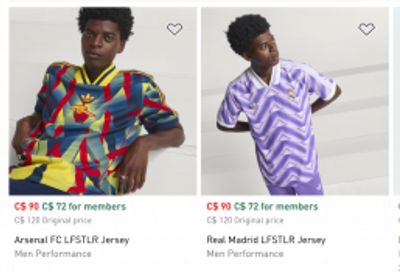 Adidas Canada: up to 40% off Select Styles and Soccer Jerseys for Members