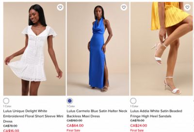 Lulus Canada: 20% off Prom Dresses with Promo Code + Sale up to 70% off
