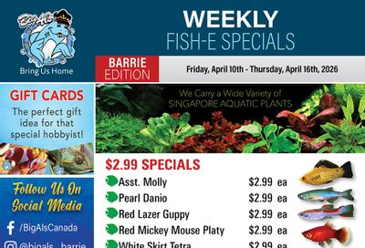 Big Al's (Barrie) Weekly Specials April 10 to 16