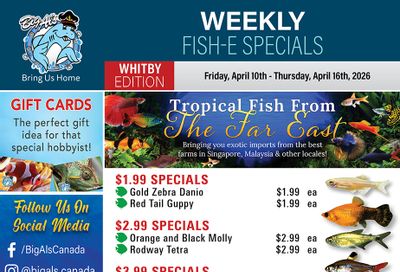 Big Al's (Whitby) Weekly Specials April 10 to 16