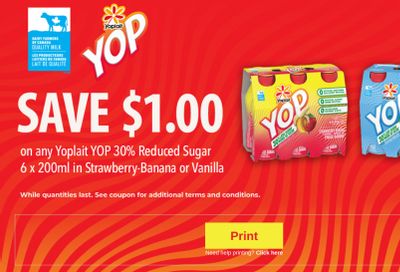 WebSaver Canada Coupons: Save $1 on YOP 30% Less Sugar 6 Pack