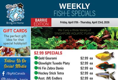 Big Al's (Barrie) Weekly Specials April 17 to 23