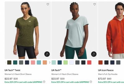 Under Armour Canada The Spring Refresh Event Sale: Save up to 40% Off Outlet with Extra 20% Off Using Promo Code