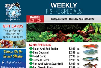 Big Al's (Barrie) Weekly Specials April 24 to 30